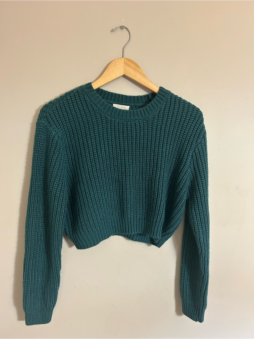 Full Tilt Cropped Crewneck Sweater - Teal